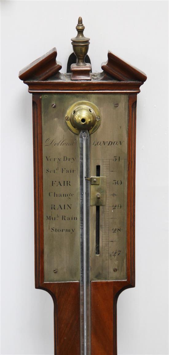 Dollond of London. A George III mahogany stick barometer, 40in.